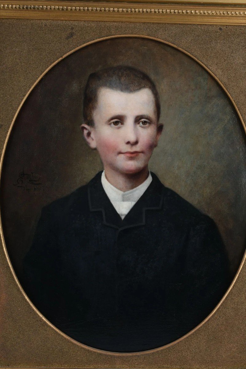 Hst Portrait De Jeune Garçon De Aufray XIXème