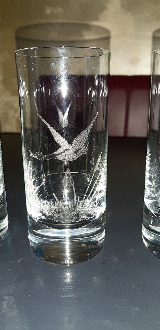 Set Of 6 Moser Engraved Crystal Glasses-photo-4