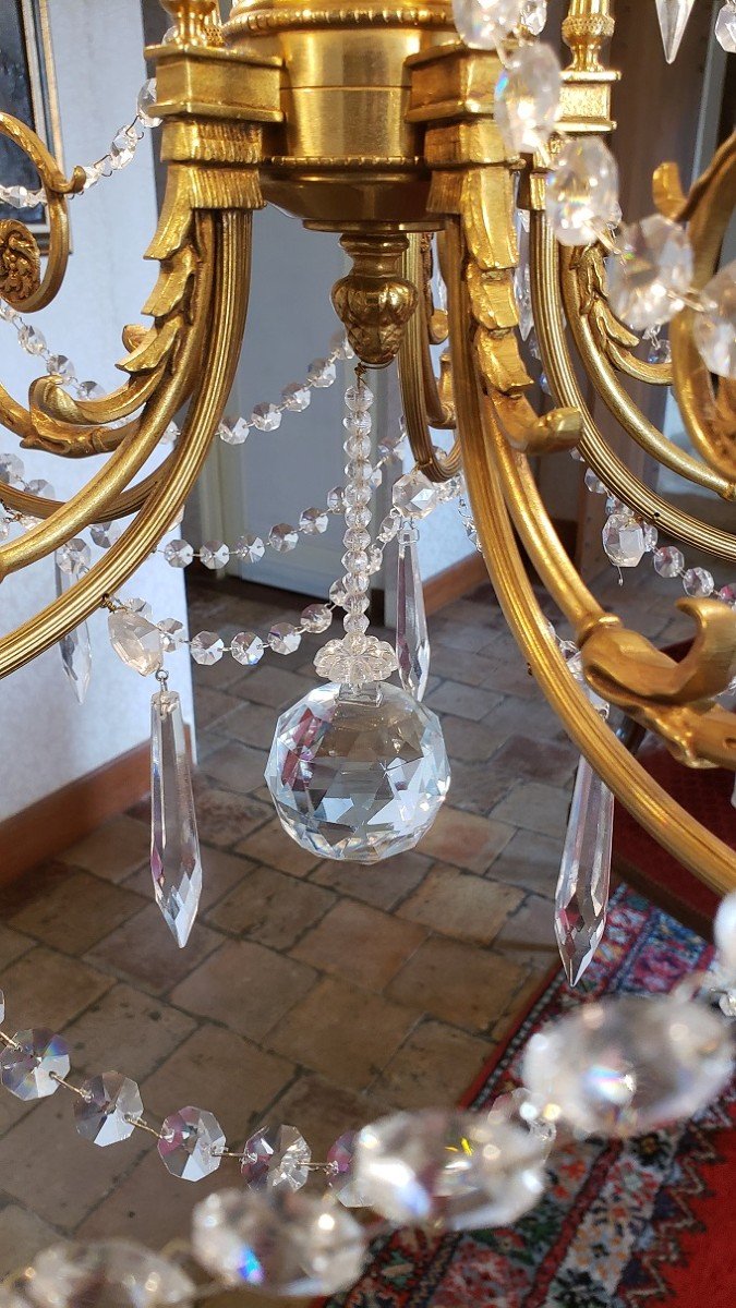 Lustre bronze et pampilles 5 Feux-photo-4
