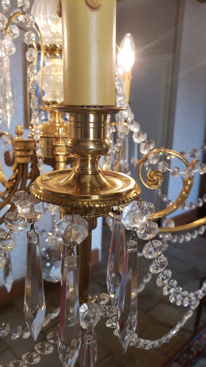 Lustre bronze et pampilles 5 Feux-photo-3