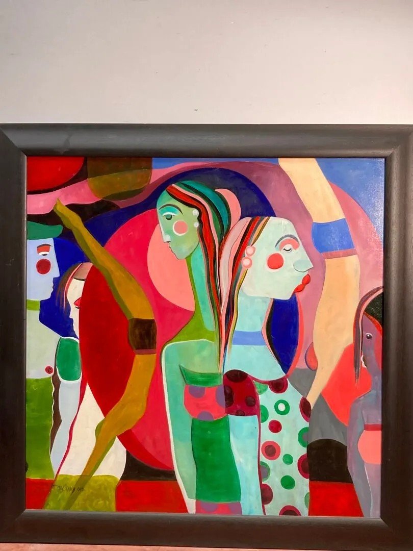 Oil On Canvas “crossed Figures” By Théo Mackaay-photo-2