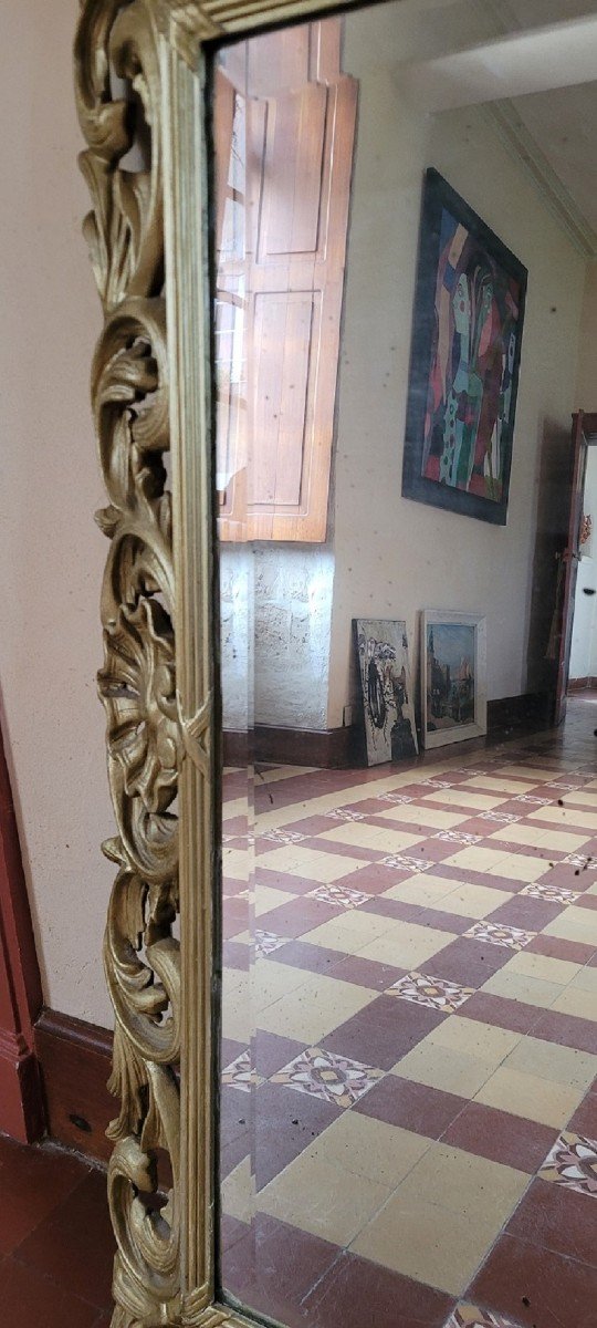 Large Gilded And Carved Wood Mirror, Late 19th Century-photo-4
