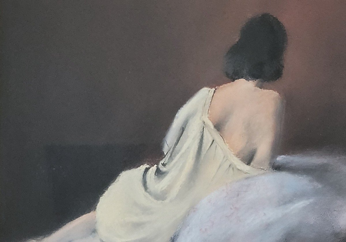 Pastel De Maurice Fillonneau « Femme De Dos étendue » -photo-2