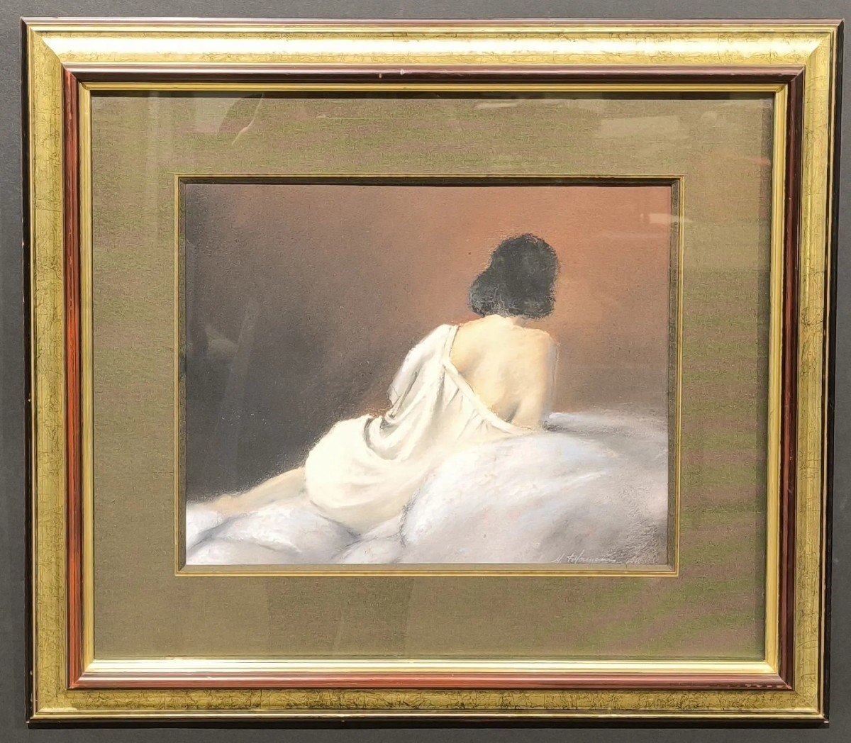 Pastel De Maurice Fillonneau « Femme De Dos étendue » 