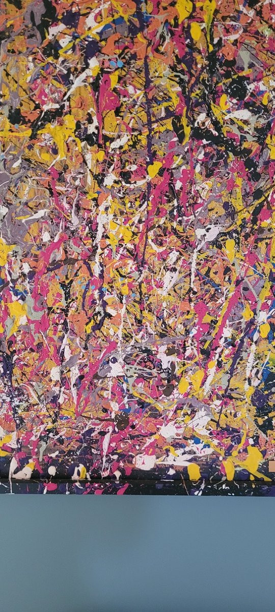 Huile Sur Carton De Emilio Mortini  "Technique De Dripping"-photo-1