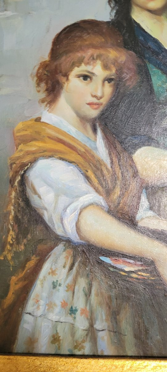 Peinture sur panneau "Deux Jeunes Filles " -photo-1