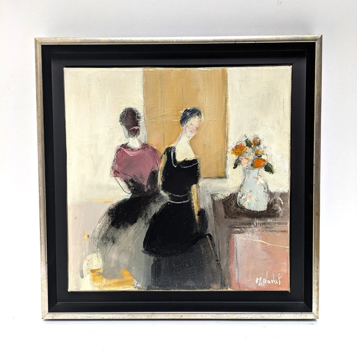 Marguerite Nadal "pretty Young Ladies" Mixed Media On Canvas