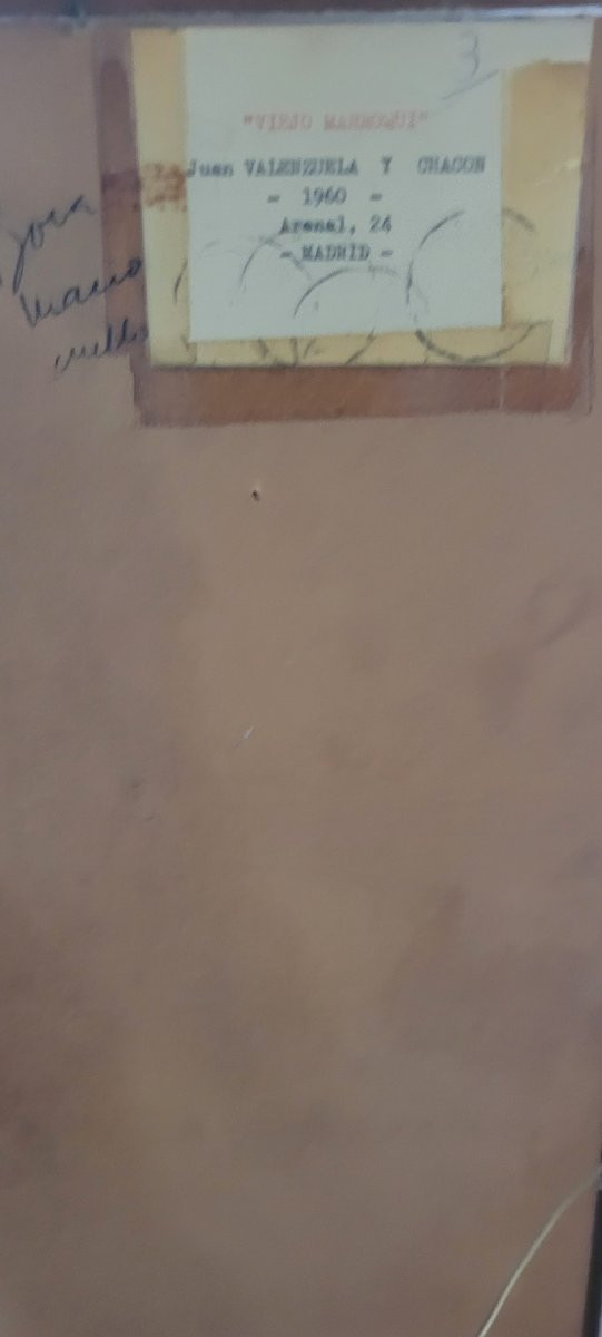 Huile sur Isorel "Le vieux Marocain" de Juan VALENZUELA y CHACON-photo-4