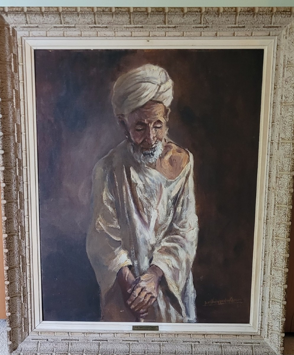 Huile sur Isorel "Le vieux Marocain" de Juan VALENZUELA y CHACON