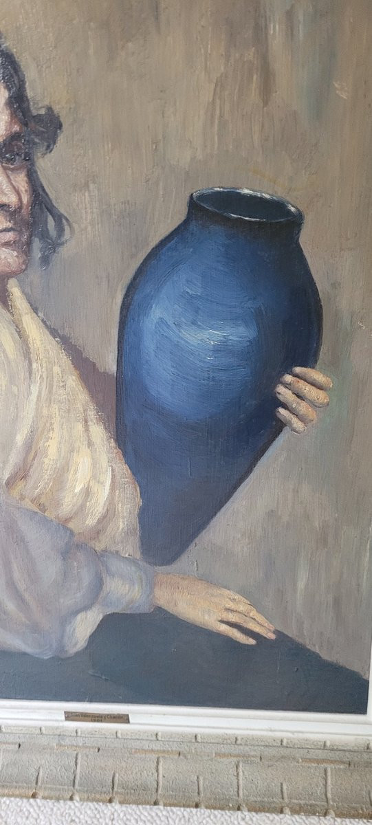 "the Gypsy" Oil On Hardboard By Juan Valenzuela Y Chacon-photo-2