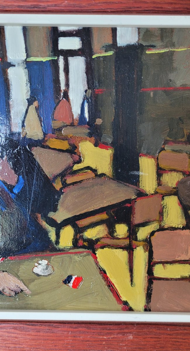 Set Of 3 Oils On Isorel "bar And Tango" By Jorge Luis (20th Century)-photo-7