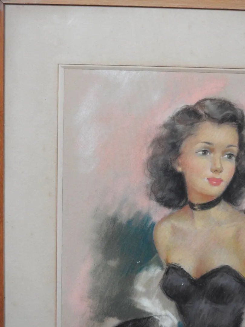 Jacques DUMEYNIOU dit Jac DUM (1915-2001).  Portrait d'une femme en tenue de bal.-photo-2