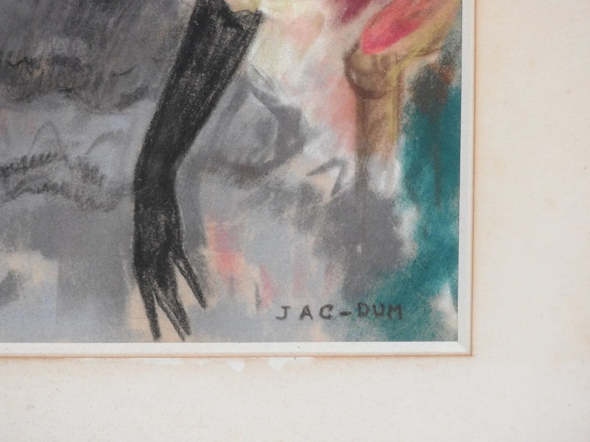 Jacques DUMEYNIOU dit Jac DUM (1915-2001).  Portrait d'une femme en tenue de bal.-photo-4