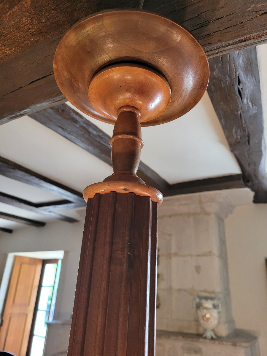 Large Six-light Fruitwood Chandelier-photo-4