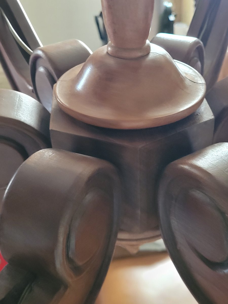 Large Six-light Fruitwood Chandelier-photo-5
