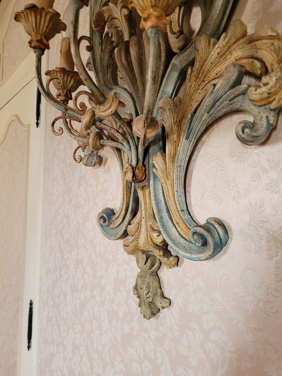 Grande paire d’appliques bois sculpté -photo-4