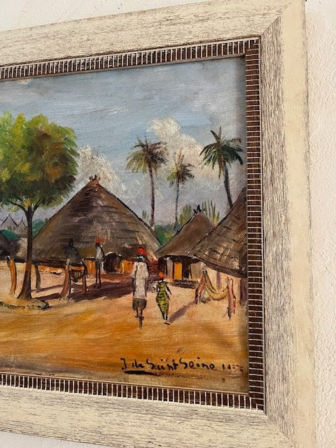 Pair Of Paintings "african Village" By Jacques De Saint Seine-photo-5