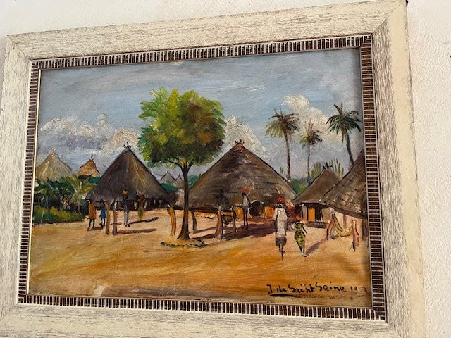 Pair Of Paintings "african Village" By Jacques De Saint Seine-photo-7