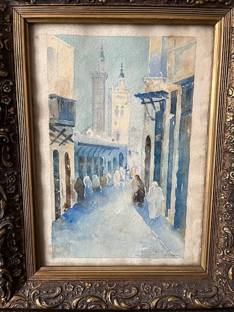 Paire d'aquarelles orientalistes-photo-2