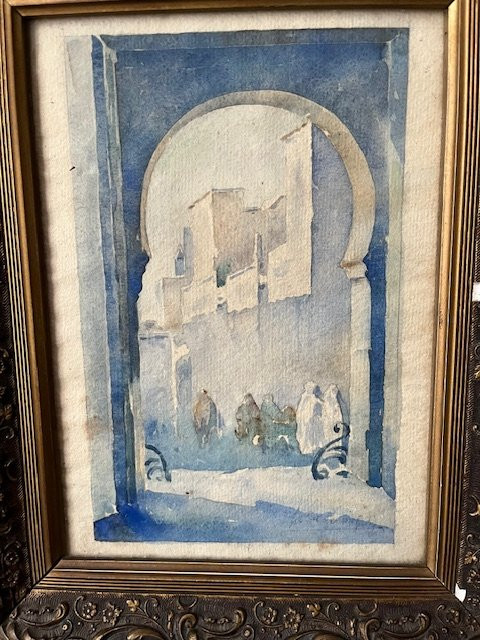 Paire d'aquarelles orientalistes-photo-3