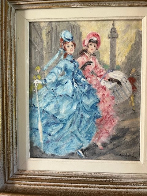 Paire d'huiles sur toile "Les élégantes" de Marcel Bloch-photo-2