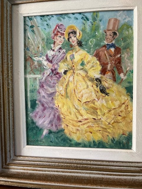 Paire d'huiles sur toile "Les élégantes" de Marcel Bloch-photo-3