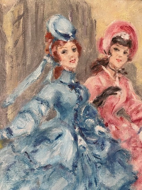 Paire d'huiles sur toile "Les élégantes" de Marcel Bloch-photo-4