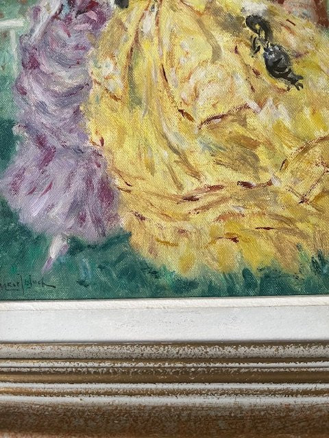 Paire d'huiles sur toile "Les élégantes" de Marcel Bloch-photo-6
