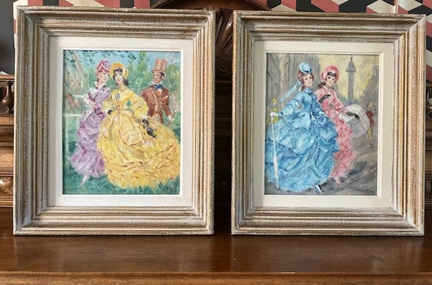 Paire d'huiles sur toile "Les élégantes" de Marcel Bloch