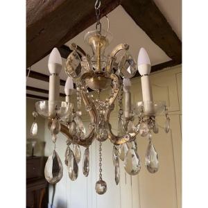 Lustre en verre de Venise avec sa paire d'appliques