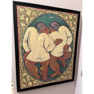 Huile sur Toile "Couple" de Jacqueline  JACQUIER