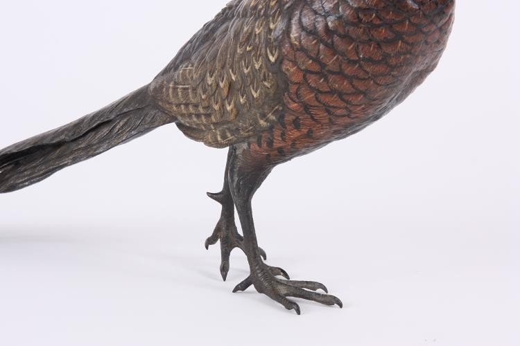 A Very Large 19th Century Vienna Bronze Pheasant By Franz Bergman-photo-1