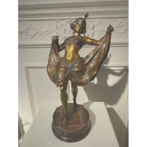 Original, Large Erotic Vienna Bronze, "windy Day", By Franz Bergman, Ca 1900