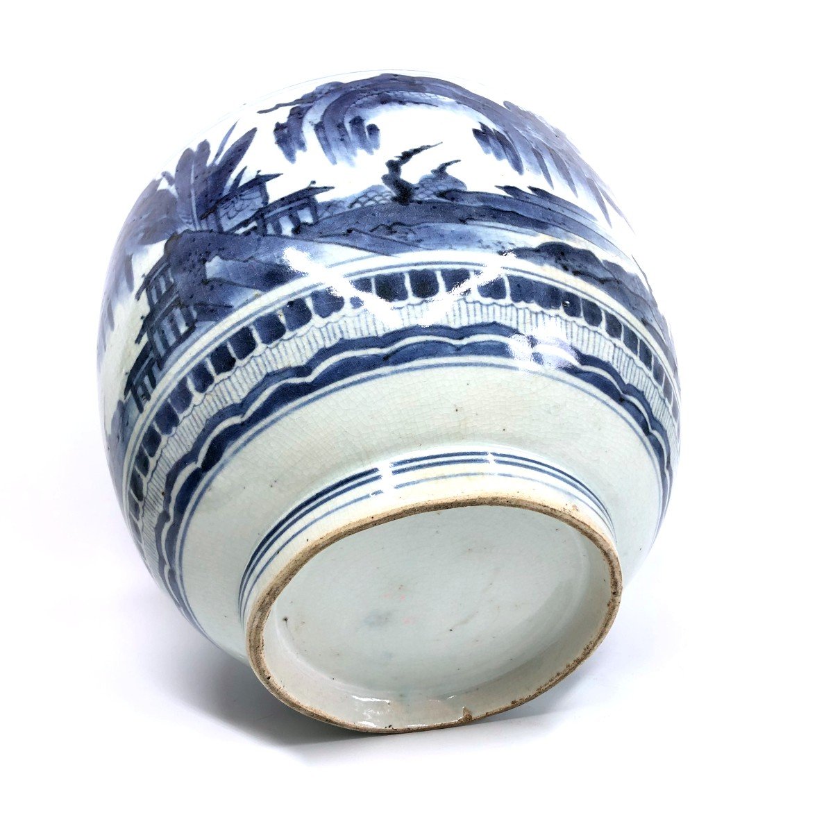 Large Arita Blue And White Covered Bowl Japan Edo-photo-4