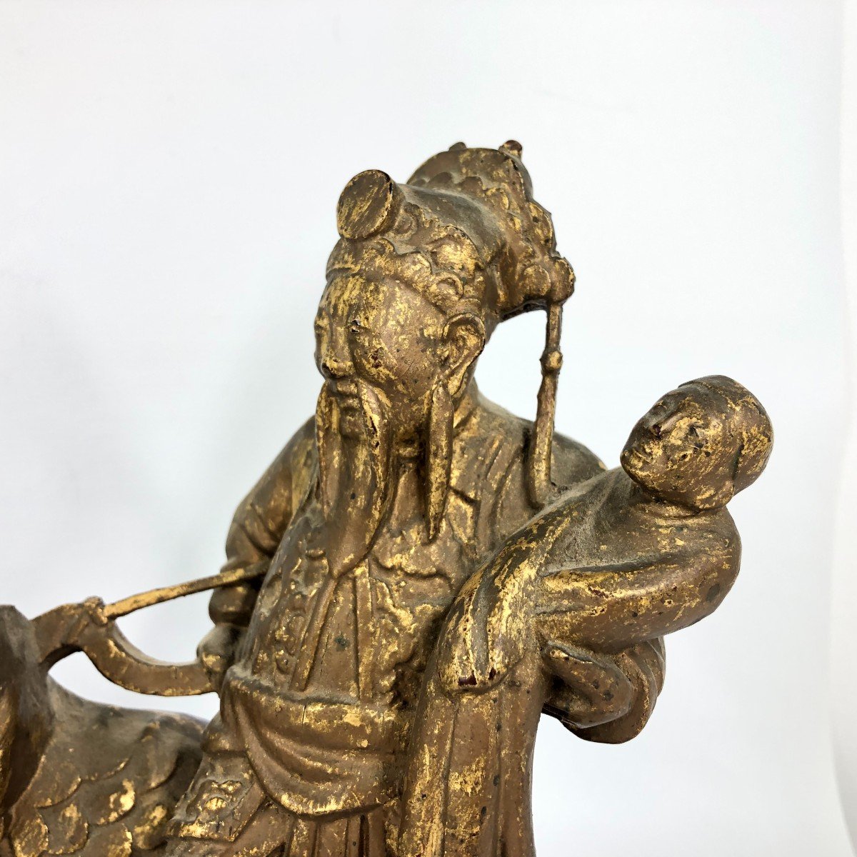 Pair Of Antique Chinese Wooden Sculptures Asia Chine-photo-2