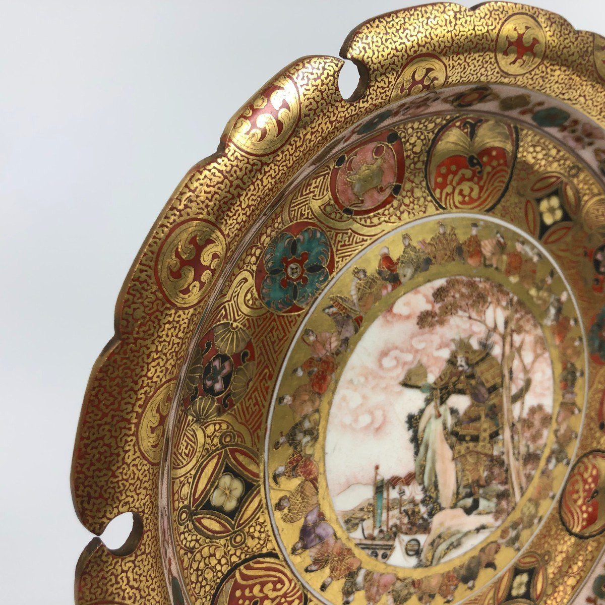 Plat Sur Pied Assiette Porcelaine Kutani Kaga Japon-photo-4