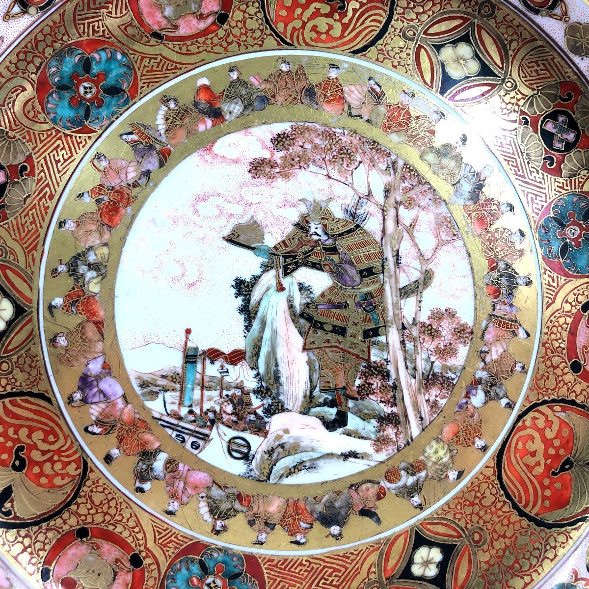 Plat Sur Pied Assiette Porcelaine Kutani Kaga Japon-photo-1