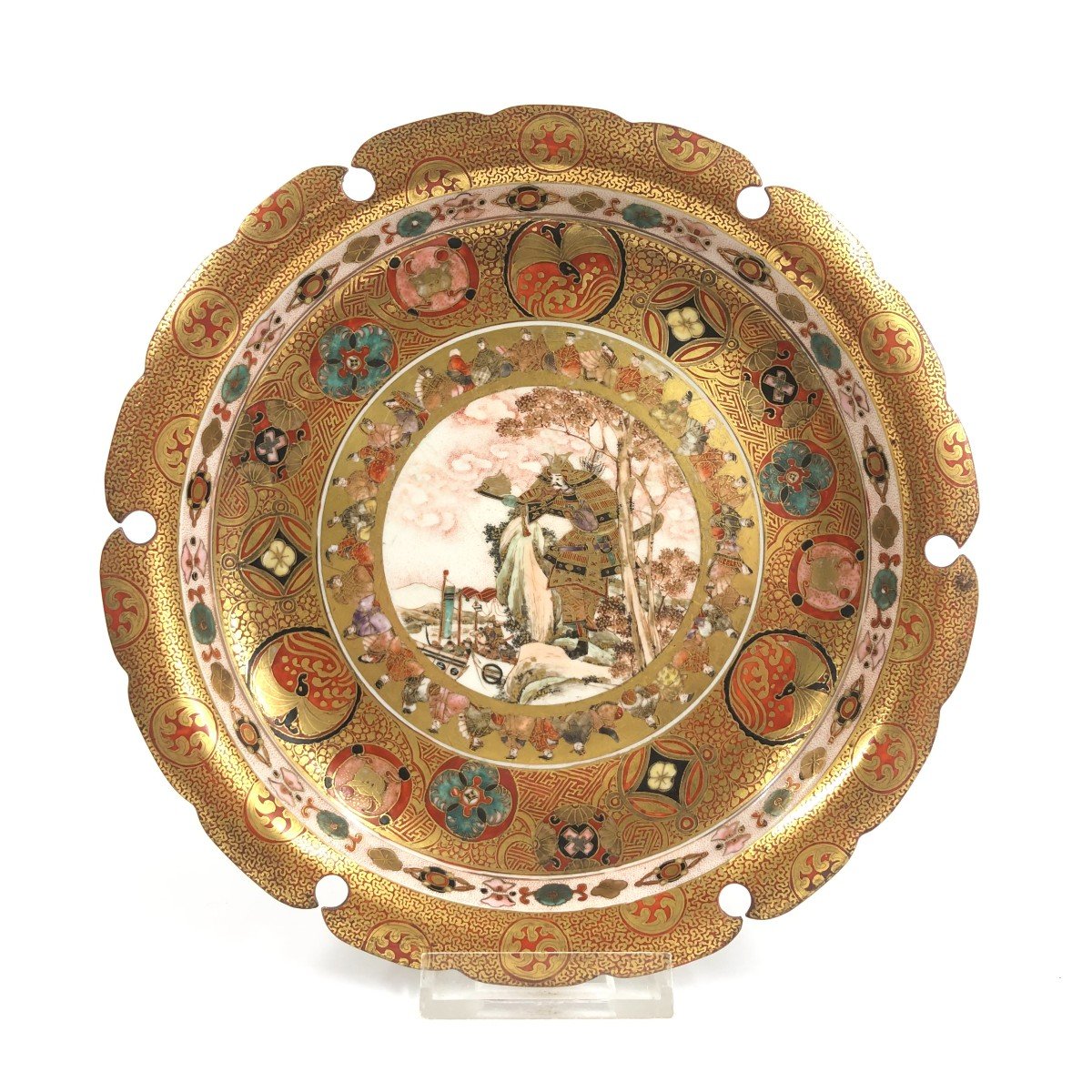 Plat Sur Pied Assiette Porcelaine Kutani Kaga Japon
