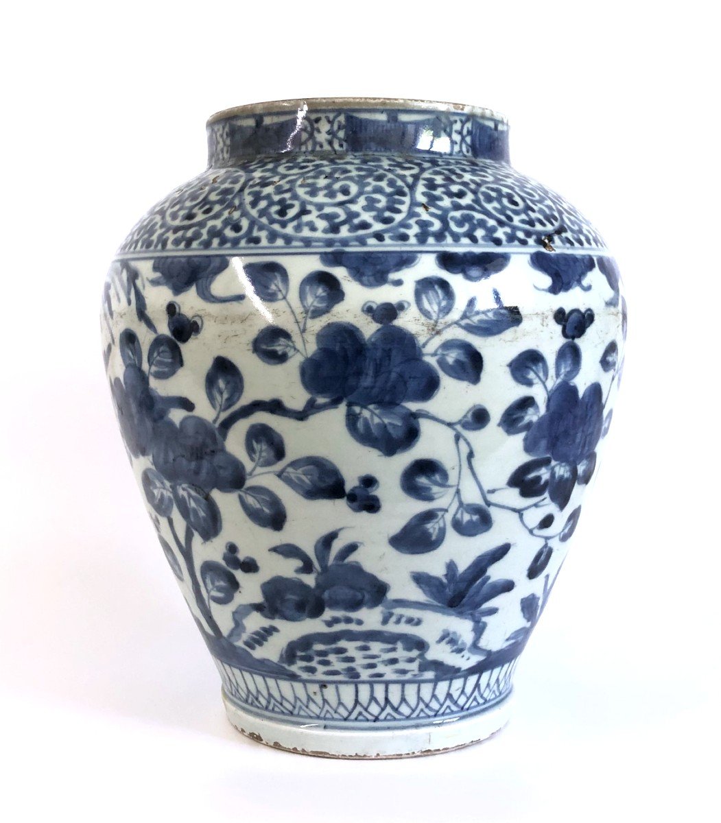 Vase Porcelaine Bleu & Blanc Japon Arita XVII Eme-photo-2