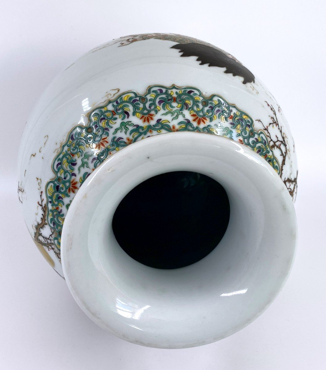 Vase En Porcelaine Japon Signé Makuzu Kozan-photo-4