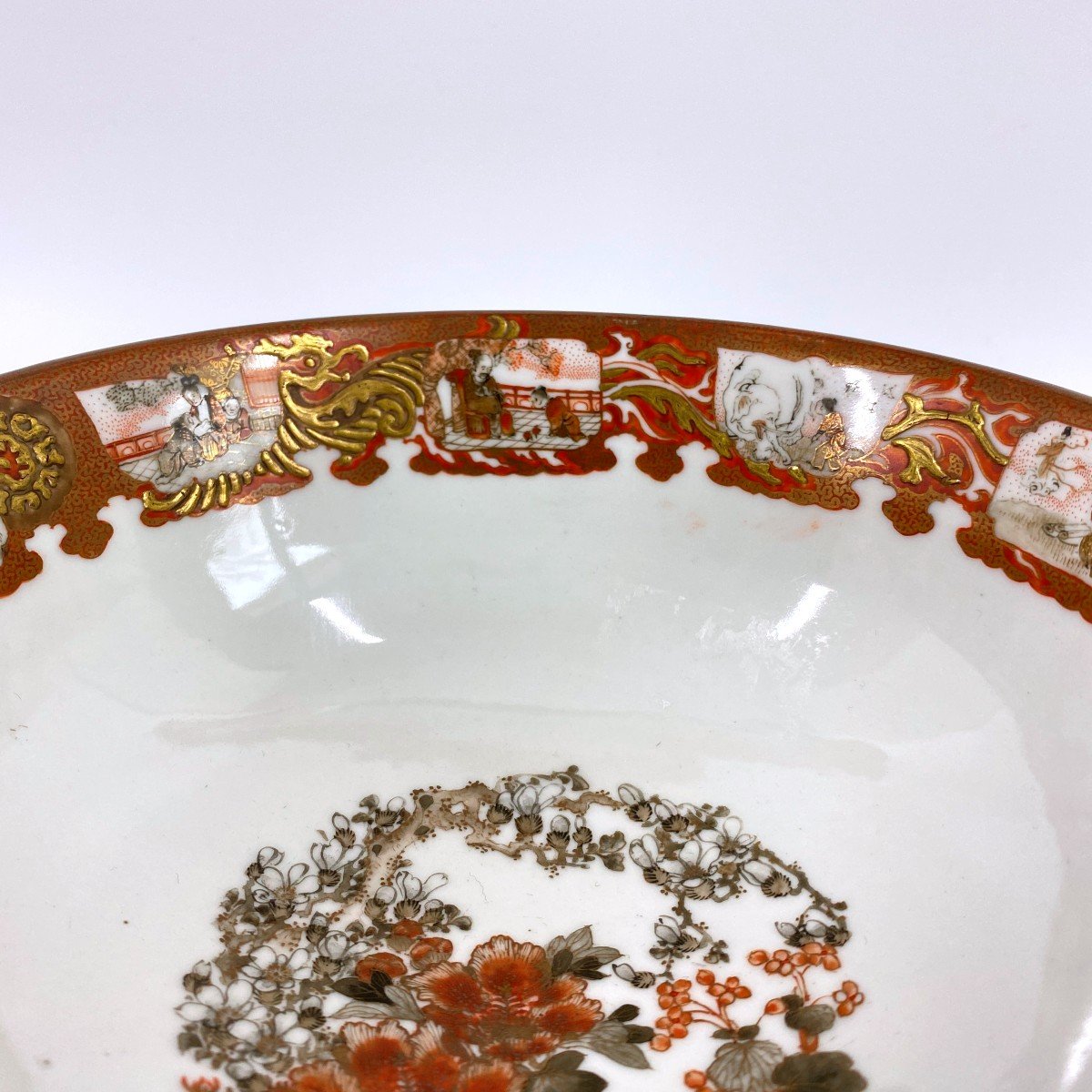 Antique Meiji Period Japanese Kutani Porcelain Bowl-photo-2