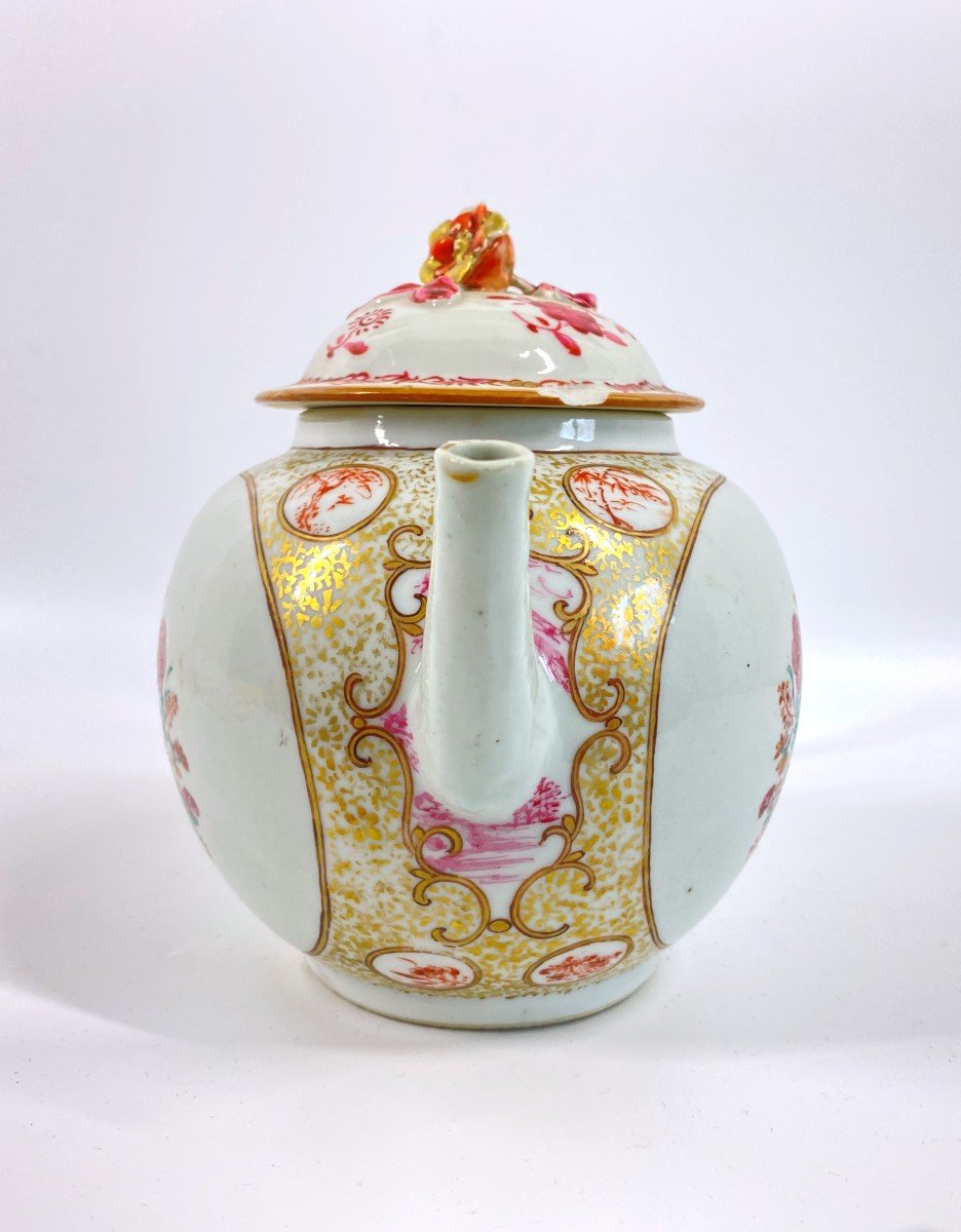 Chinese Porcelain Teapot Export Coat Of Arms Dated 1752 Famille Rose-photo-4