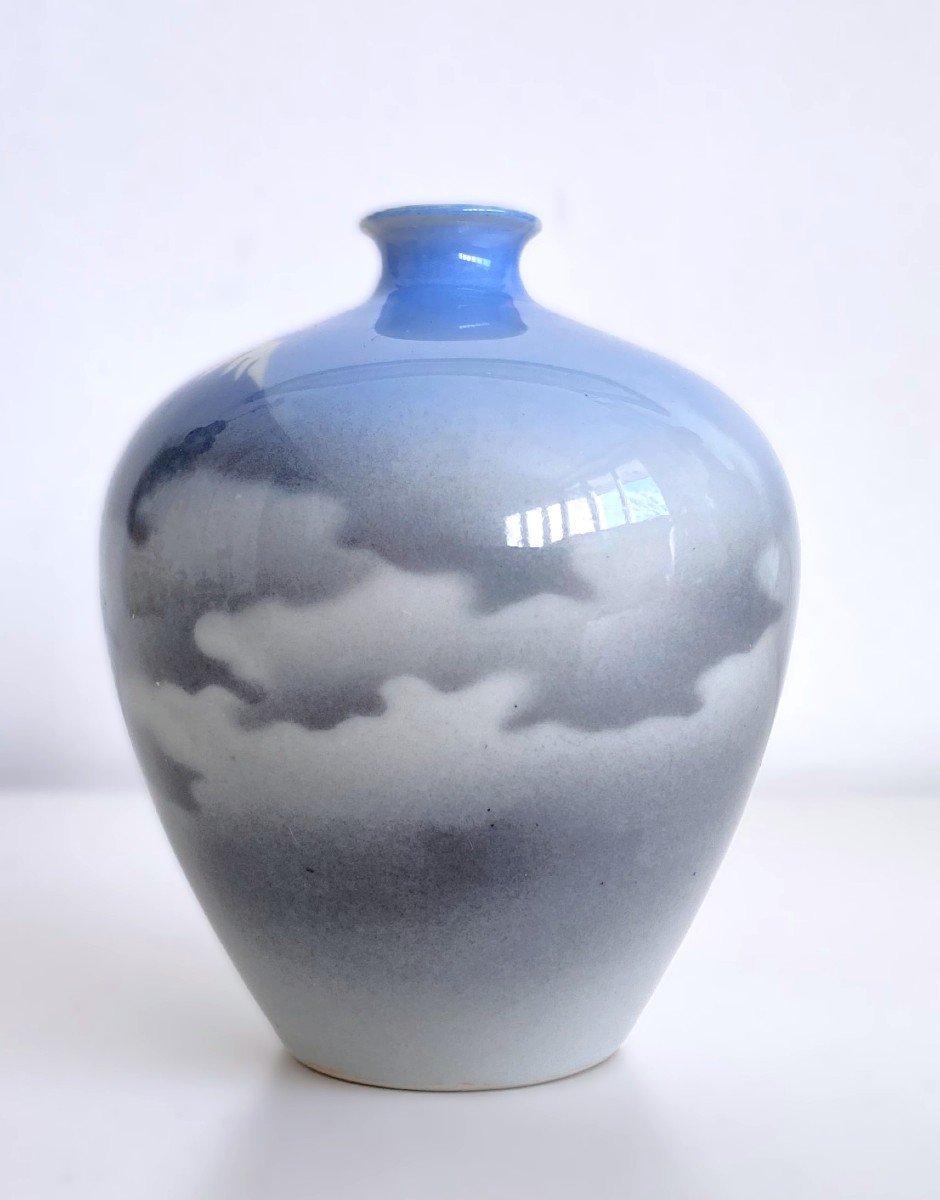 Nishiura Enji - Petit Vase Ovoïde Porcelaine Du Japon  Mont Fuji-photo-1