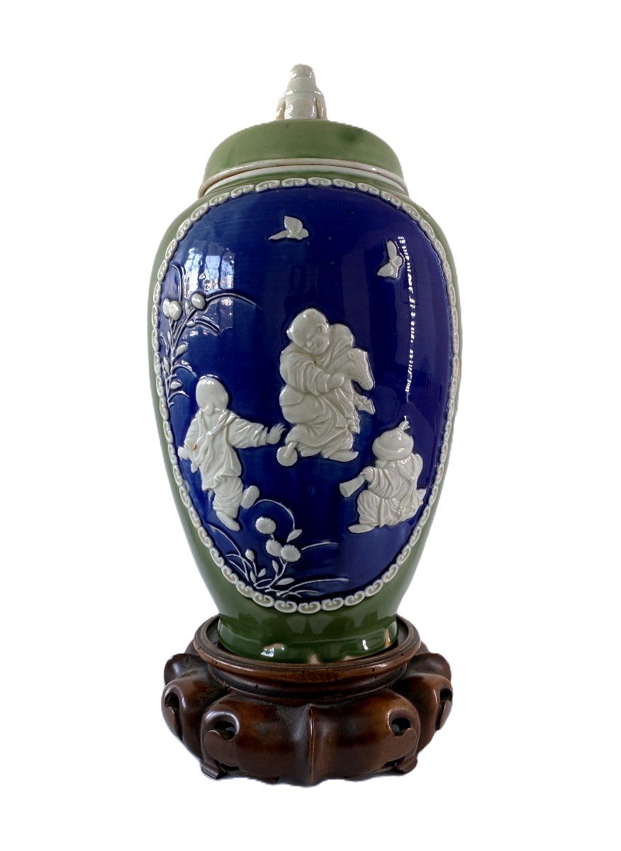 Vase Couvert Porcelaine Japon Celadon Par Inoue Ryosai-photo-2
