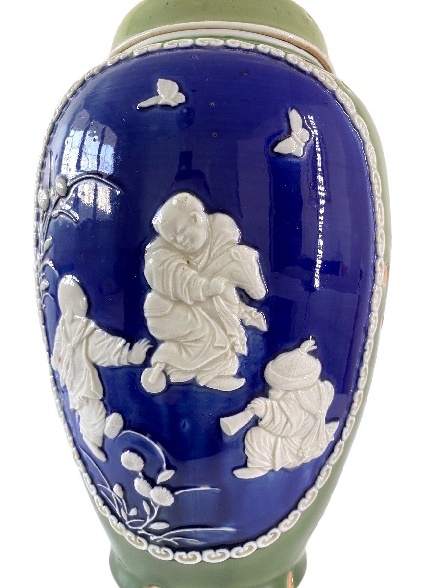 Vase Couvert Porcelaine Japon Celadon Par Inoue Ryosai-photo-3
