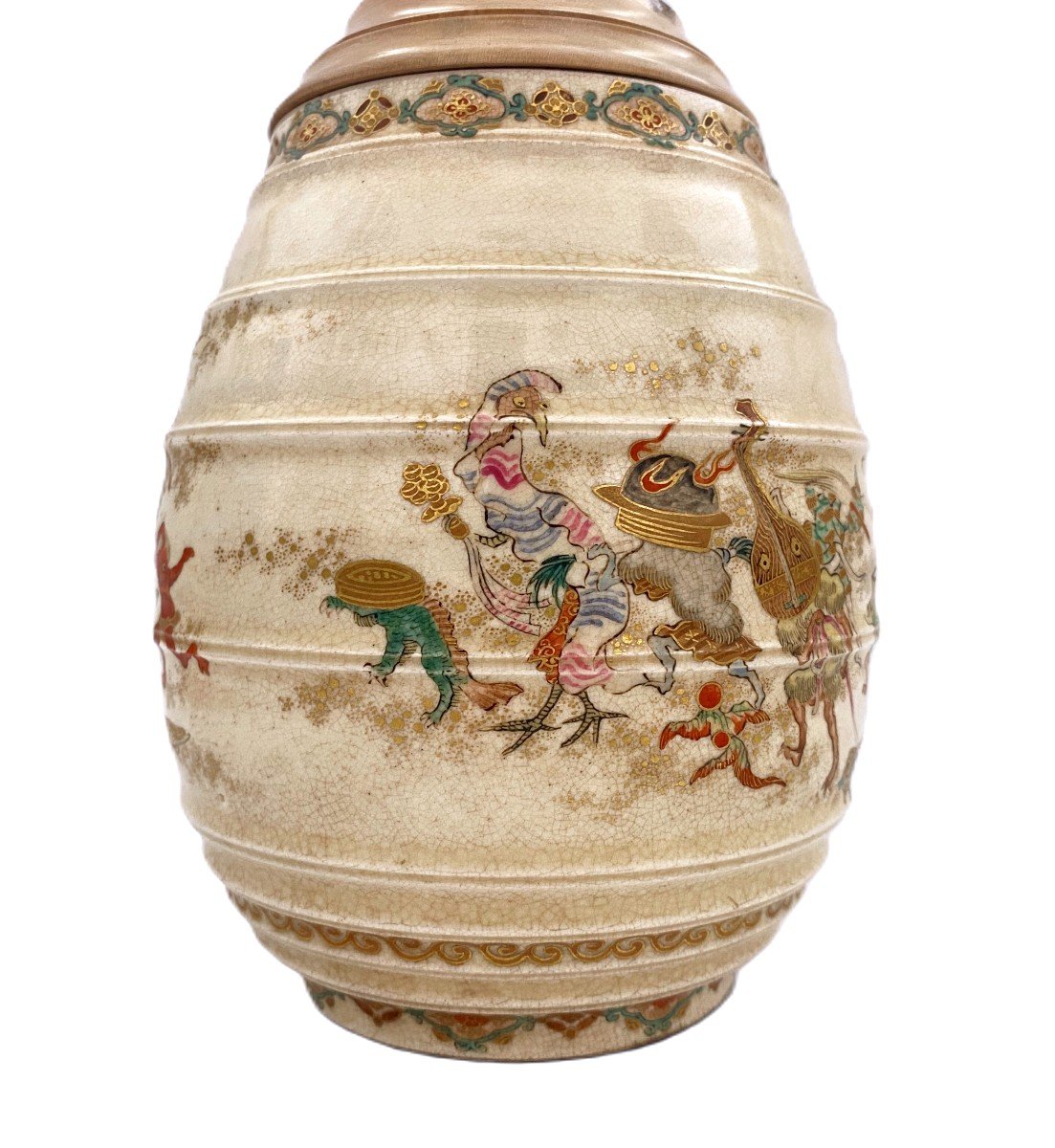 Rare Vase Satsuma Japon - Yokai - Makuzu Kozan-photo-2