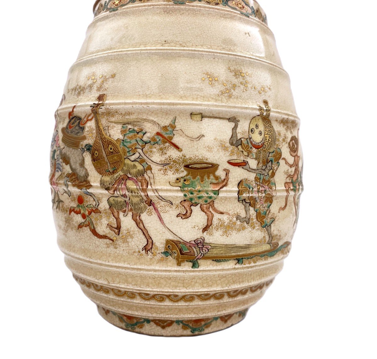 Rare Vase Satsuma Japon - Yokai - Makuzu Kozan-photo-3