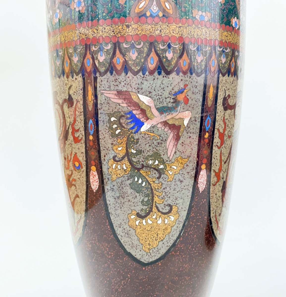 Pair Of Japanese Cloisonné Enamel Lamp Vases -photo-4