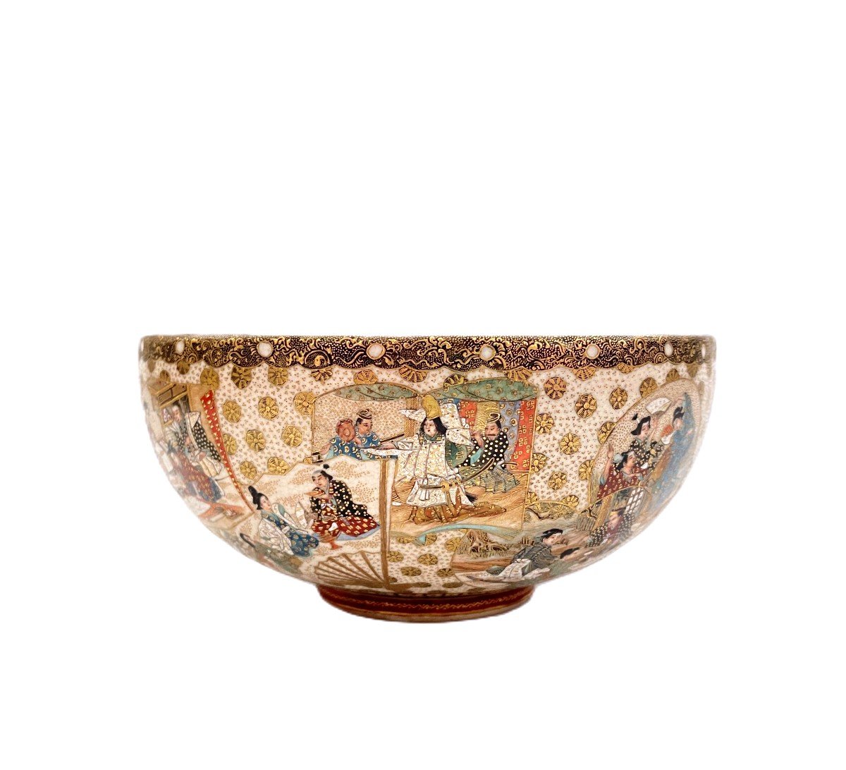Japanese Satsuma Bowl With Samurai Baikei Style-photo-1