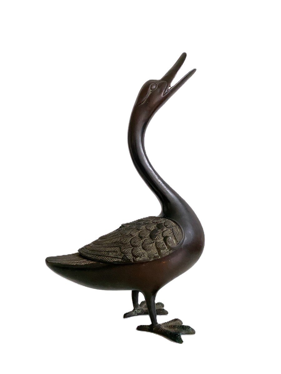 Bronze Duck Perfume Burner Japan Meiji Period